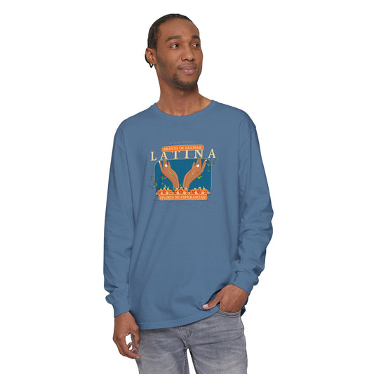 Unisex Long Sleeve Shirt - Raíces de Lucha, Flores de Esperanza Latina Quetzal Birds Design