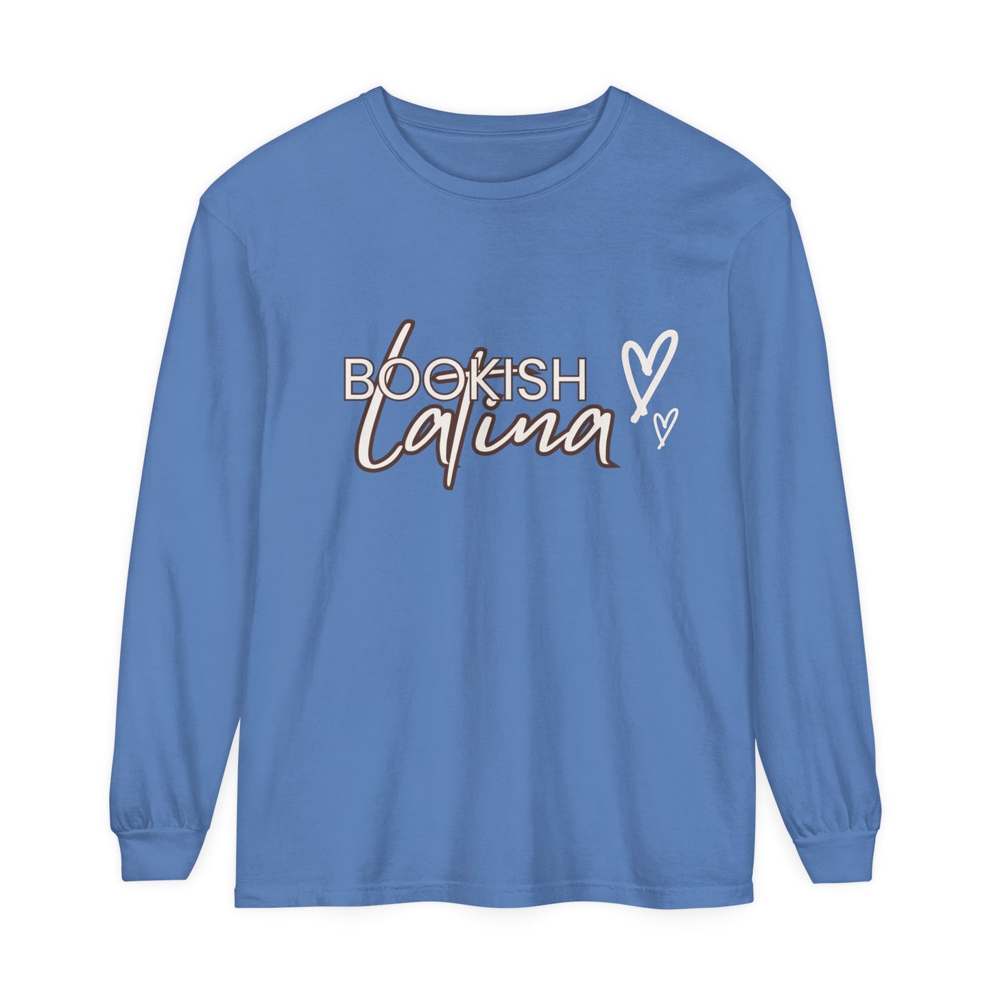 Bookish Latina Unisex Long Sleeve T-Shirt with Two Hearts Design