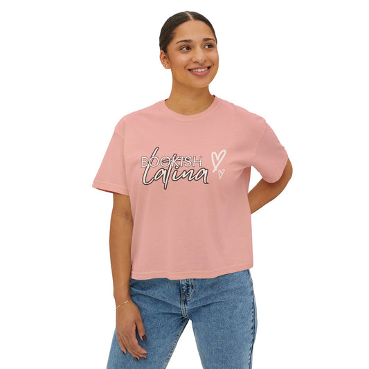 Boxy Tee Bookish Latina with Hearts Shirt