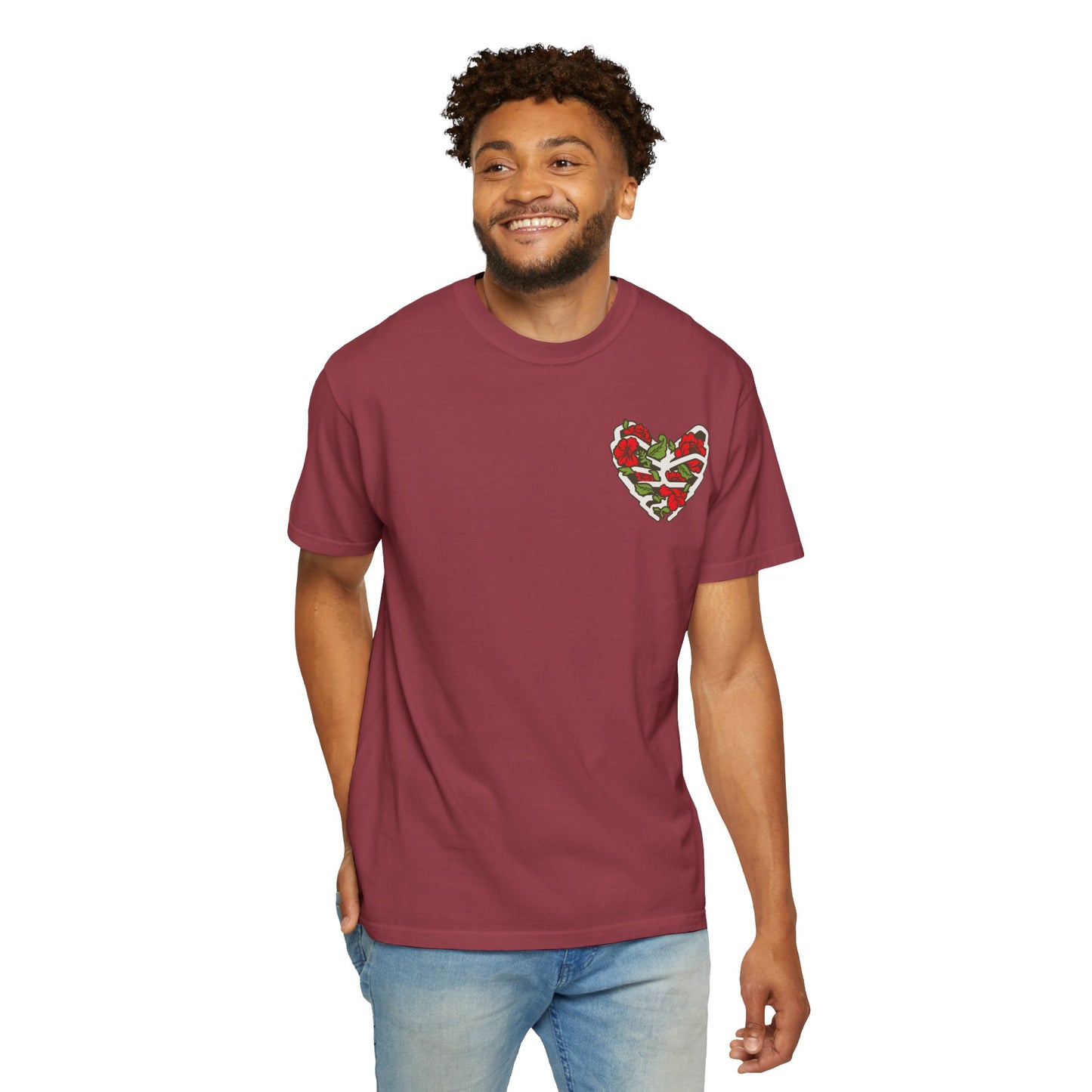 Unisex Garment-Dyed T-shirt - Autentico, Chingon Latino with Calavera Heart