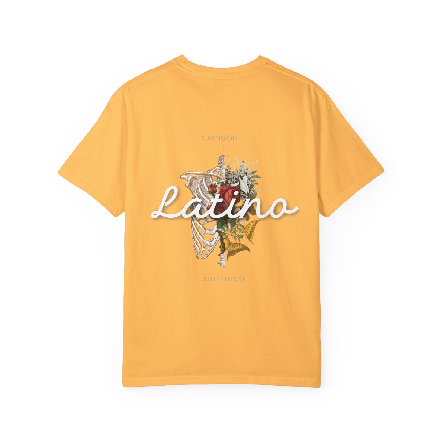 Unisex Garment-Dyed T-shirt - Autentico, Chingon Latino with Calavera Heart