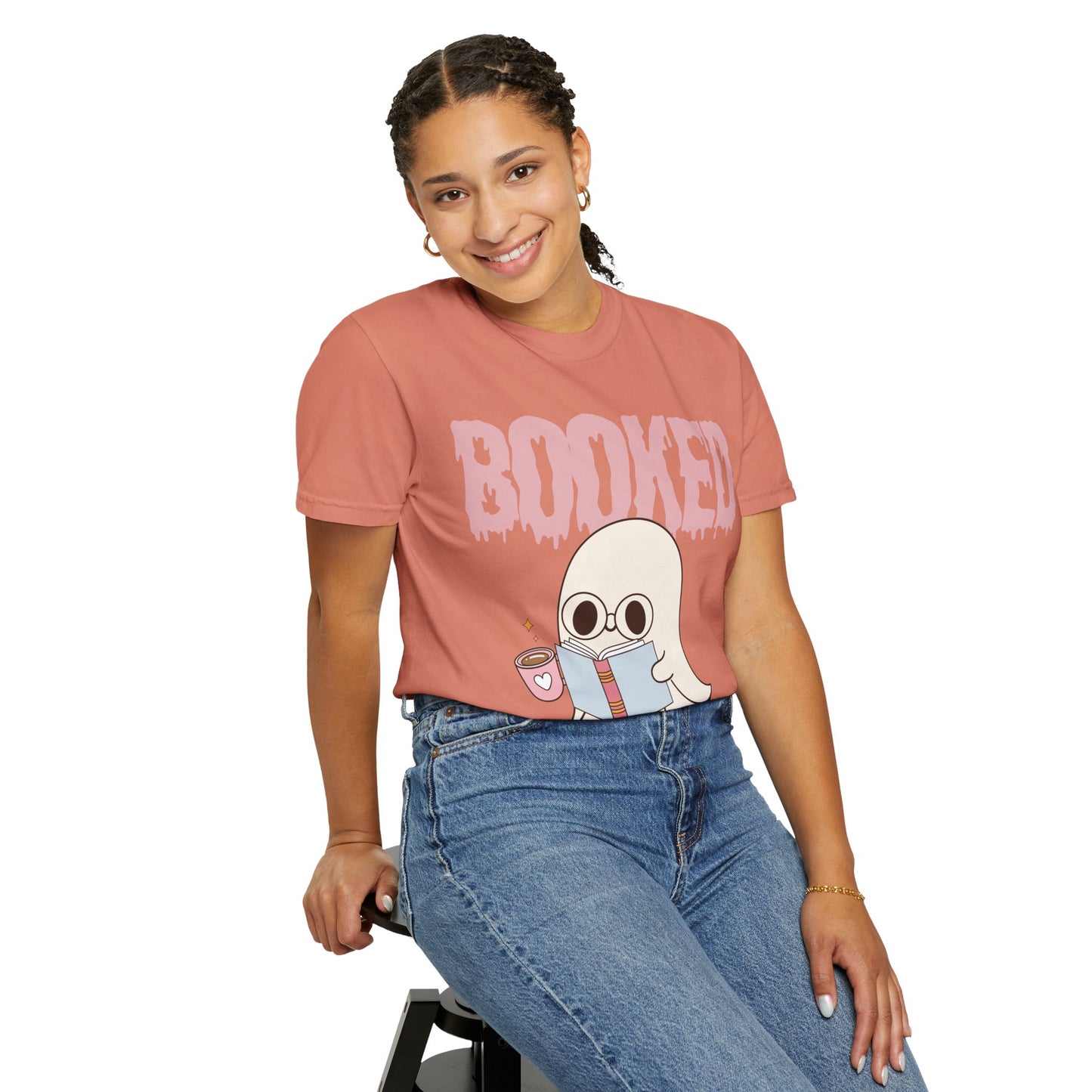 Booked Ghost with Coffee Unisex T-shirt