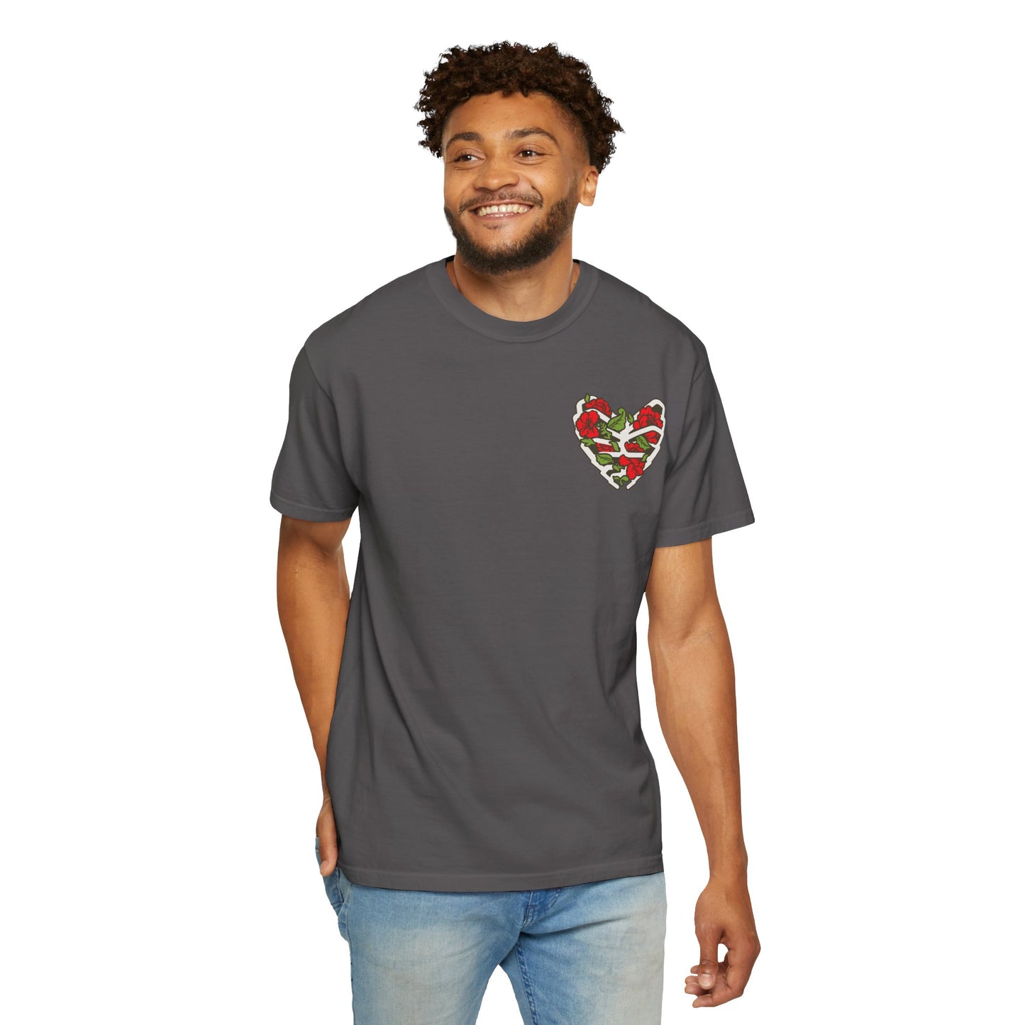 Unisex Garment-Dyed T-shirt - Autentico, Chingon Latino with Calavera Heart