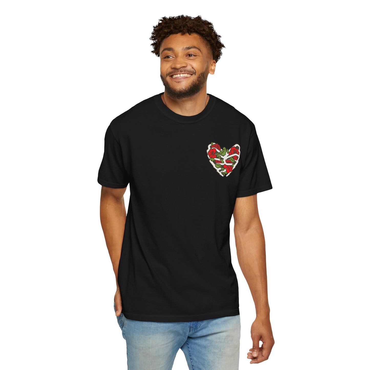 Unisex Garment-Dyed T-shirt - Autentico, Chingon Latino with Calavera Heart