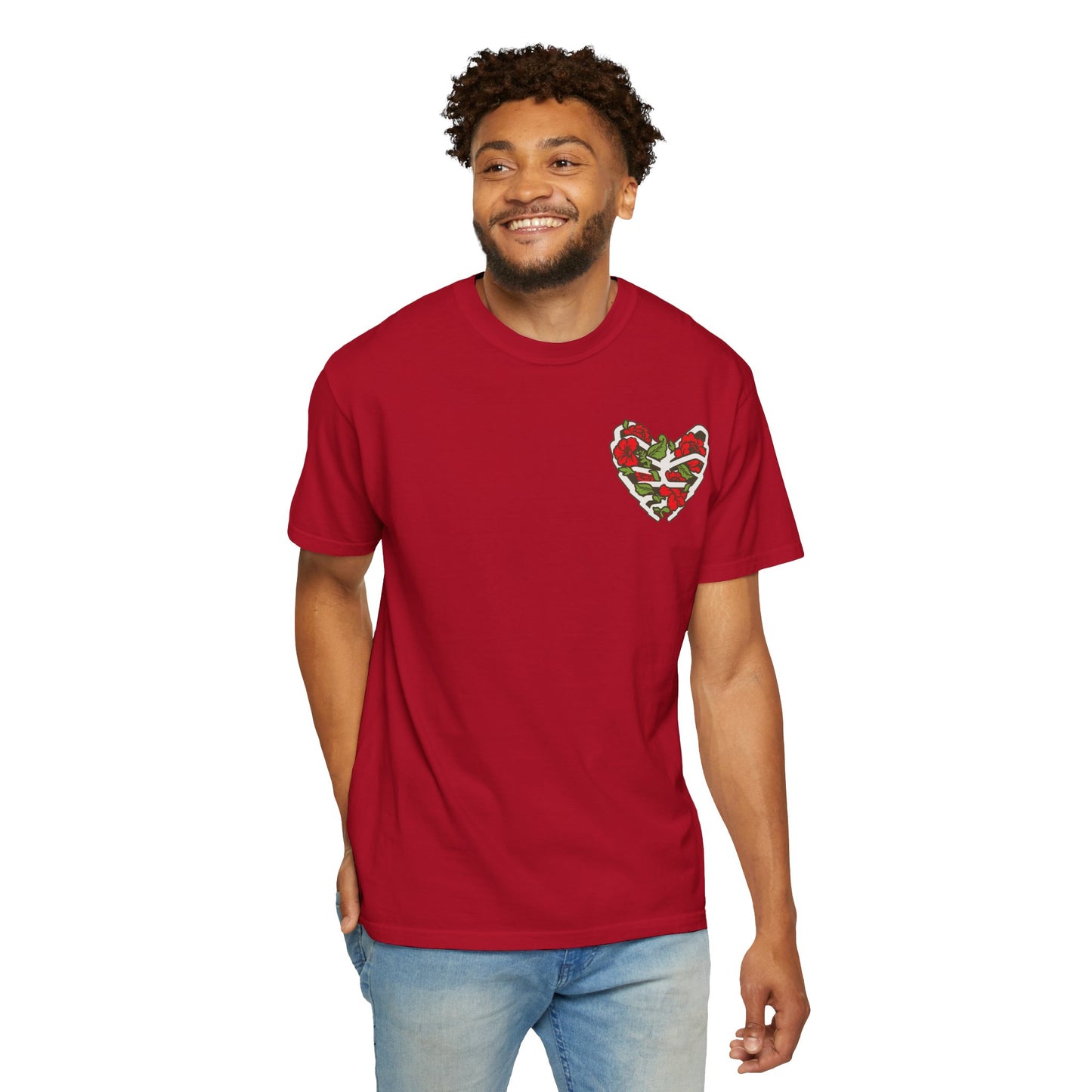 Unisex Garment-Dyed T-shirt - Autentico, Chingon Latino with Calavera Heart