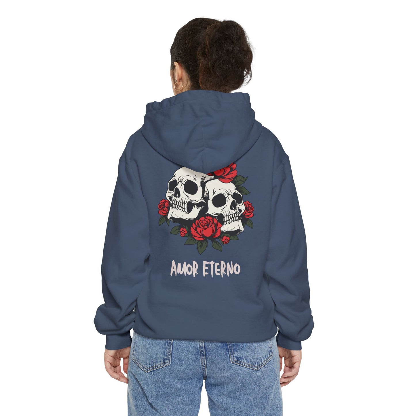 Hoodie - Amor Eterno with Skulls and Roses Design