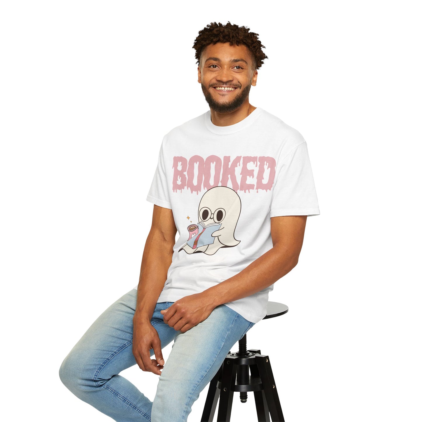 Booked Ghost with Coffee Unisex T-shirt