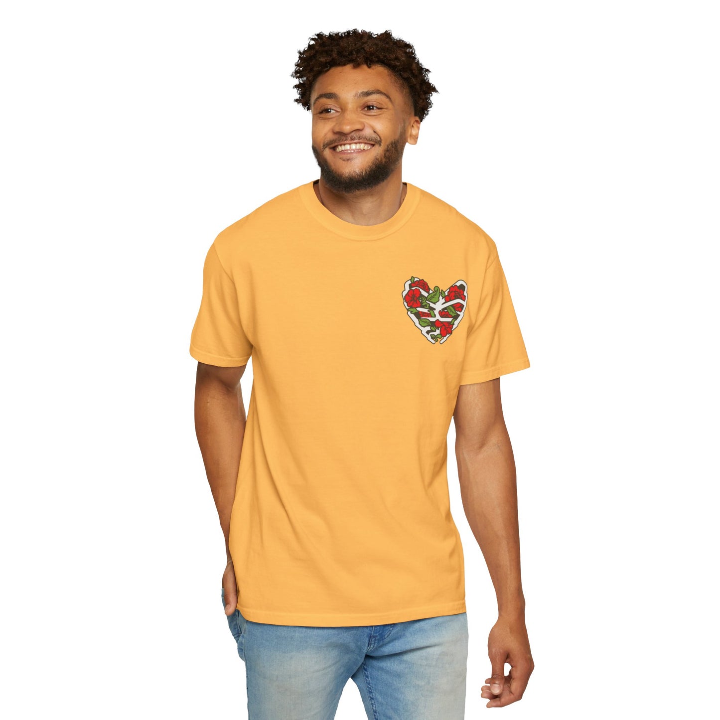 Unisex Garment-Dyed T-shirt - Autentico, Chingon Latino with Calavera Heart