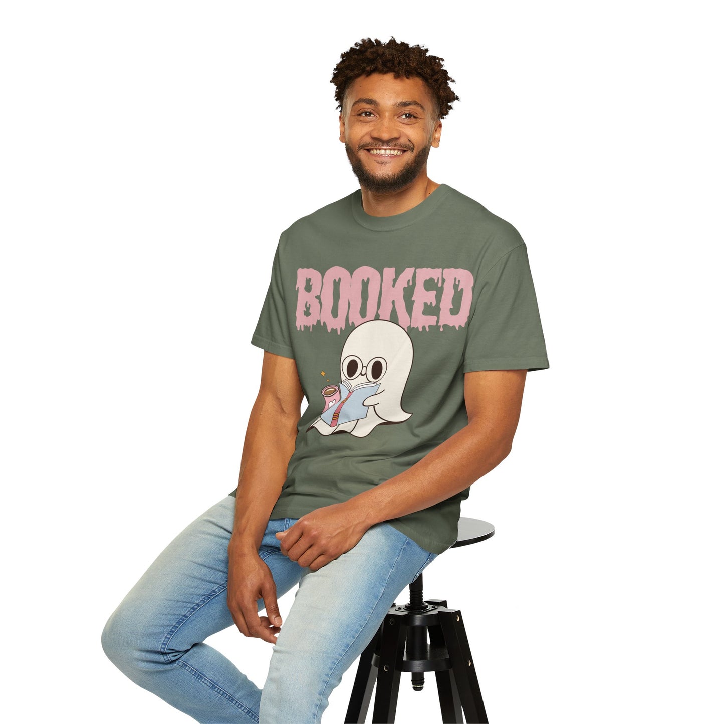 Booked Ghost with Coffee Unisex T-shirt