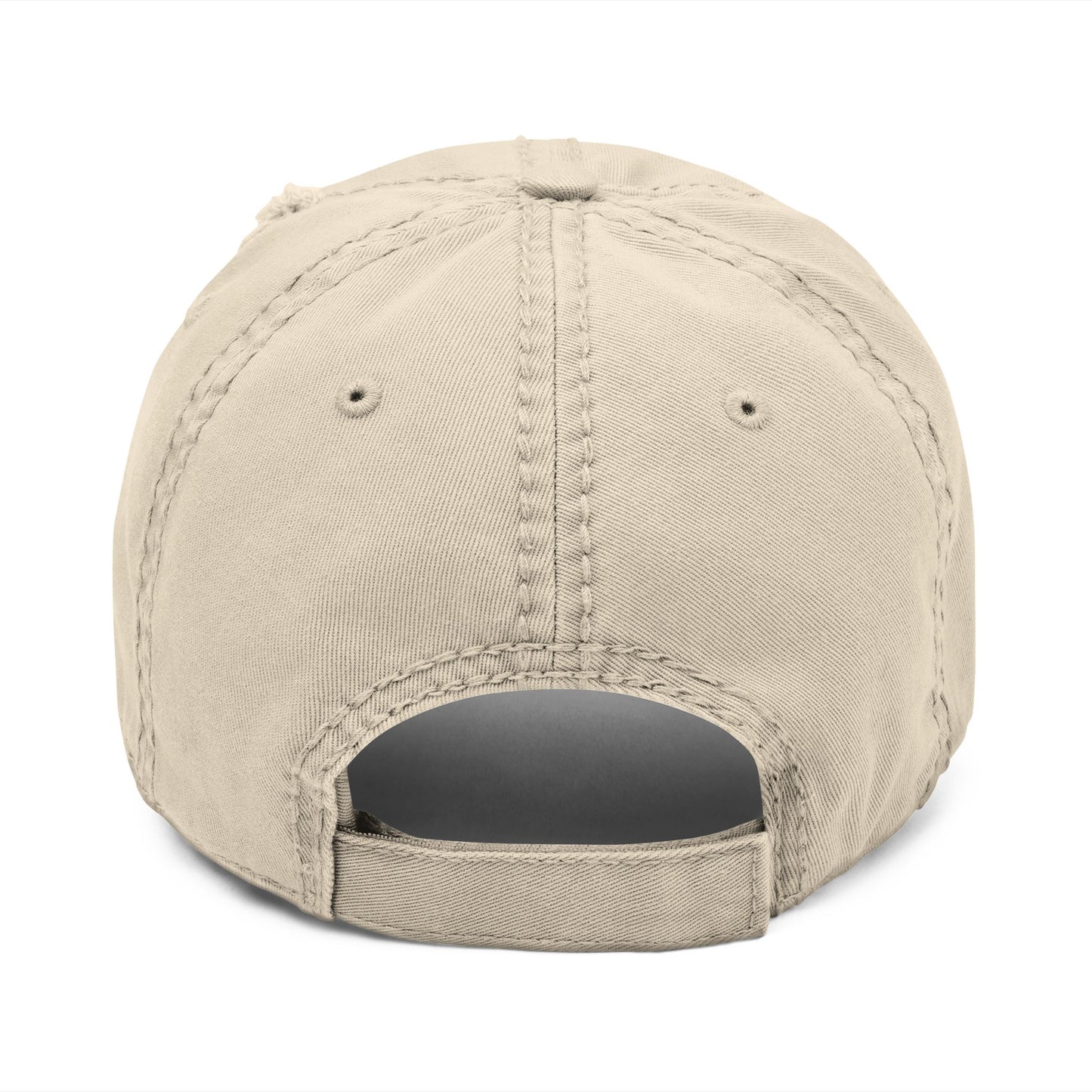 Distressed Hat - Embroidered Cat on Book