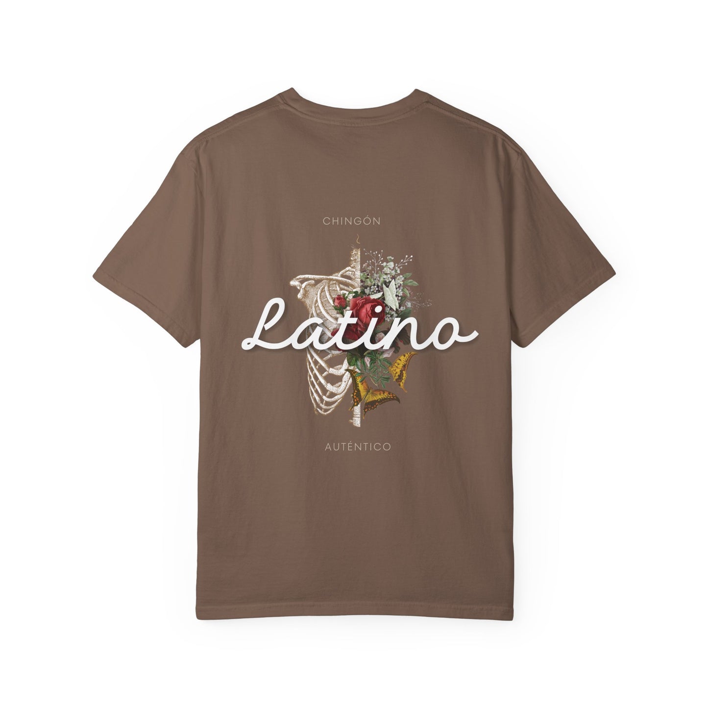 Unisex Garment-Dyed T-shirt - Autentico, Chingon Latino with Calavera Heart