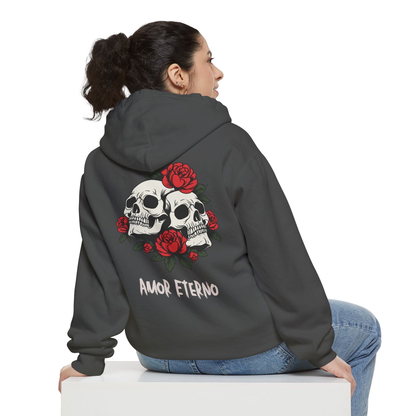 Hoodie - Amor Eterno with Skulls and Roses Design