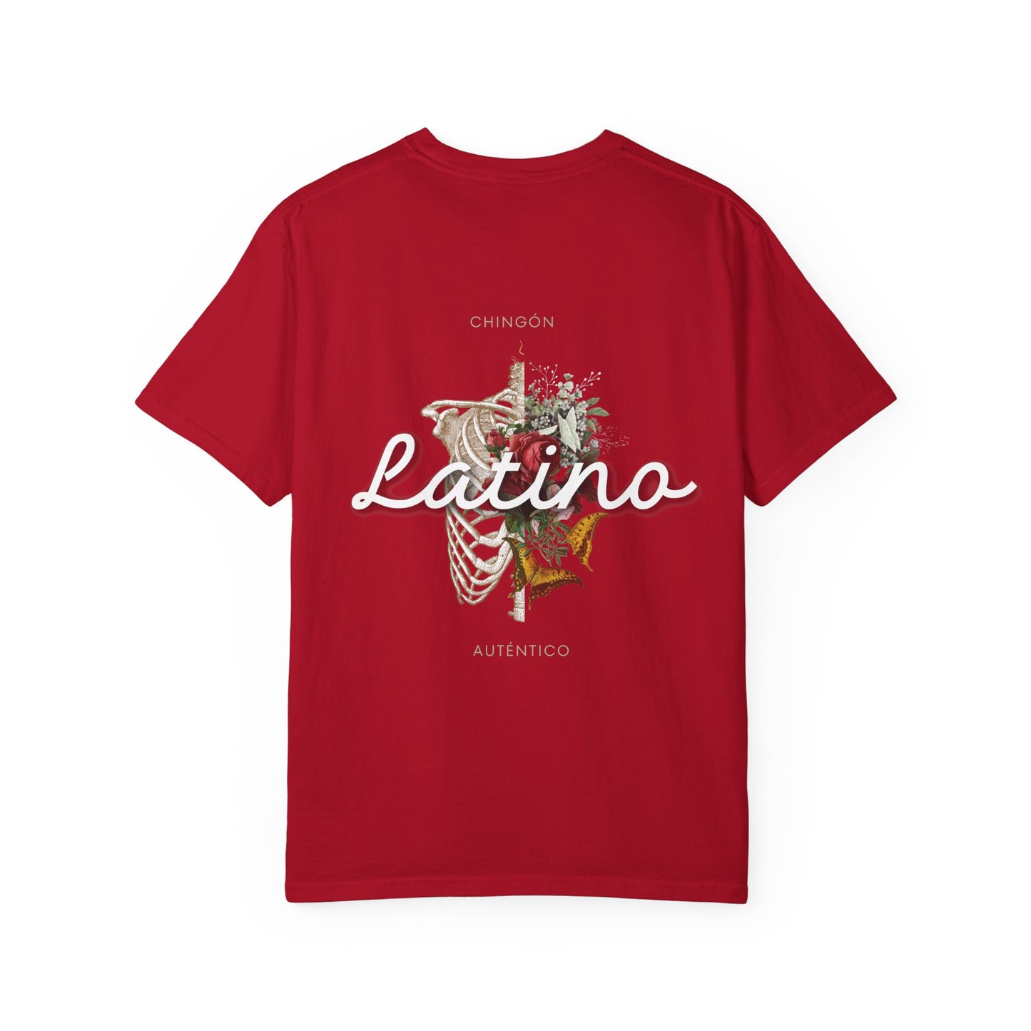 Unisex Garment-Dyed T-shirt - Autentico, Chingon Latino with Calavera Heart