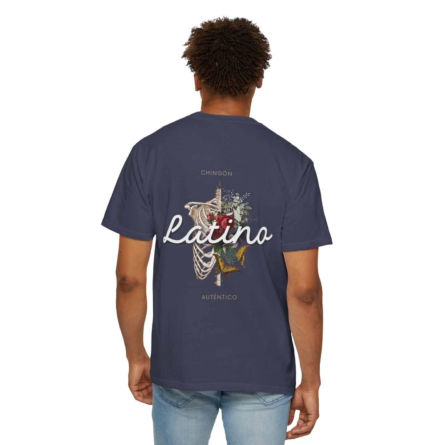 Unisex Garment-Dyed T-shirt - Autentico, Chingon Latino with Calavera Heart
