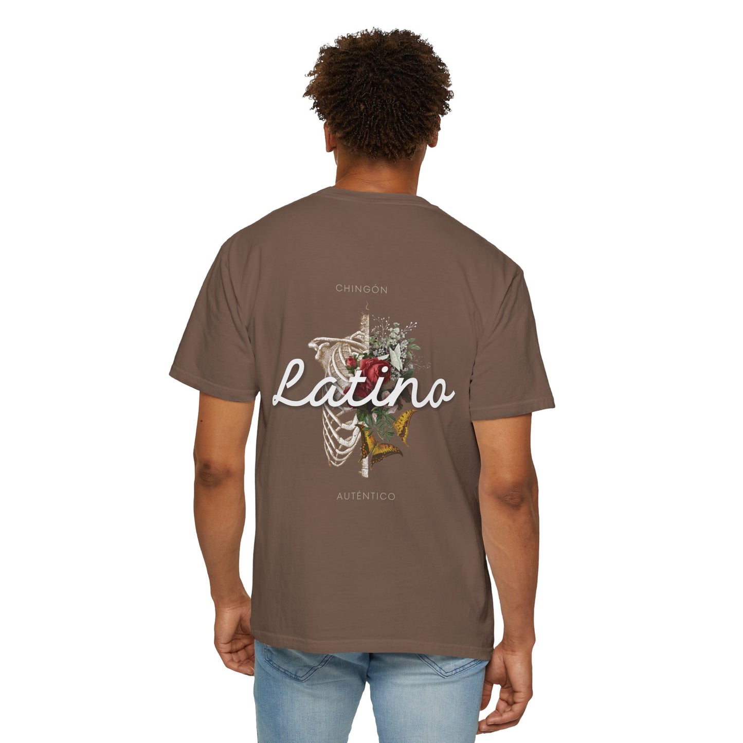Unisex Garment-Dyed T-shirt - Autentico, Chingon Latino with Calavera Heart