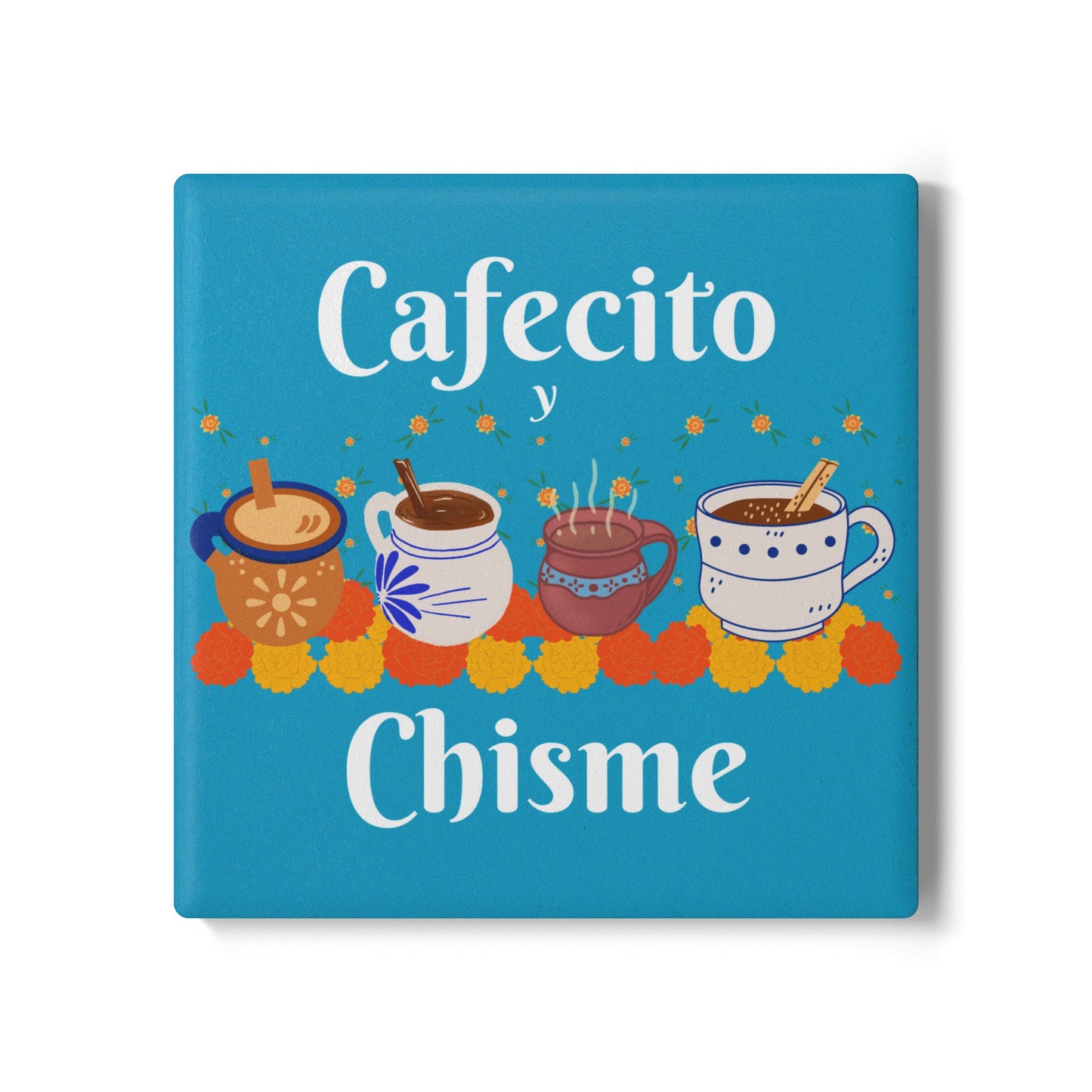 "Cafecito y Chisme" Ceramic Coaster