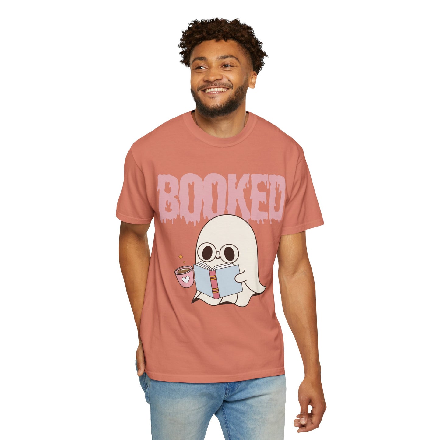 Booked Ghost with Coffee Unisex T-shirt
