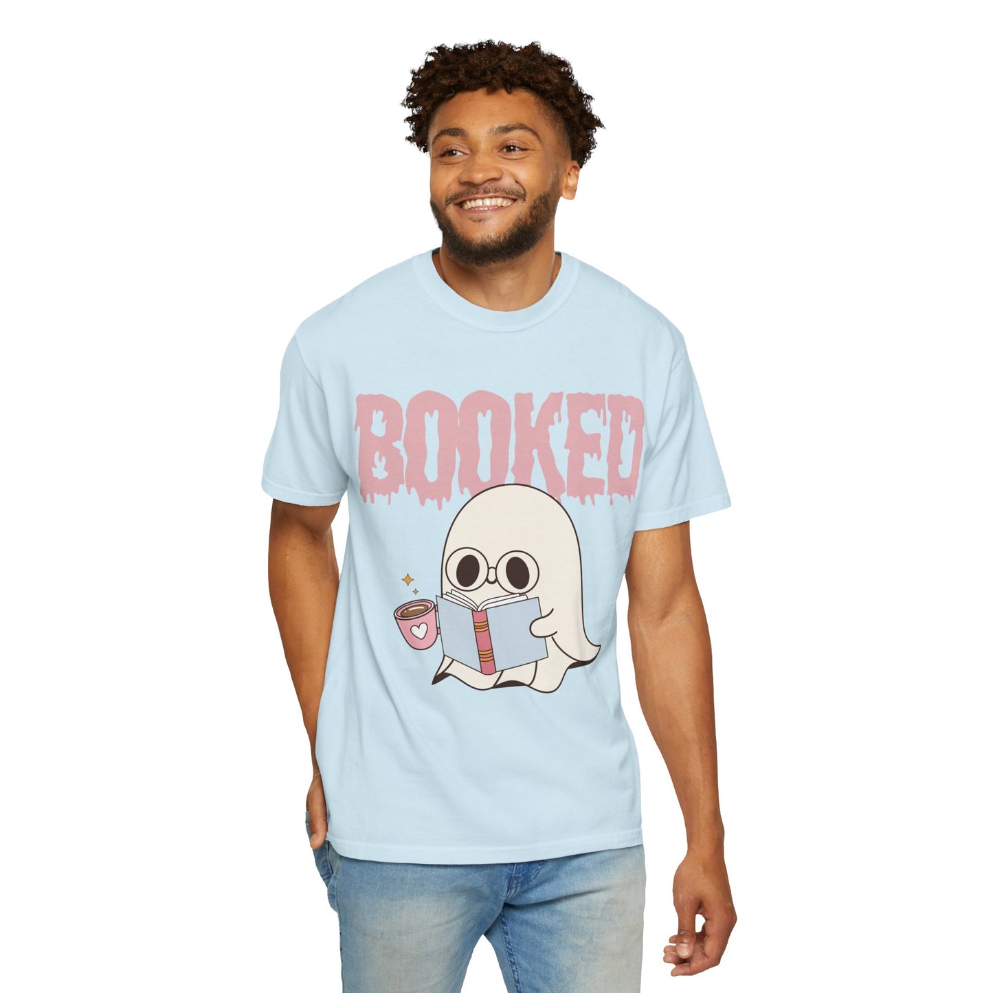 Booked Ghost with Coffee Unisex T-shirt