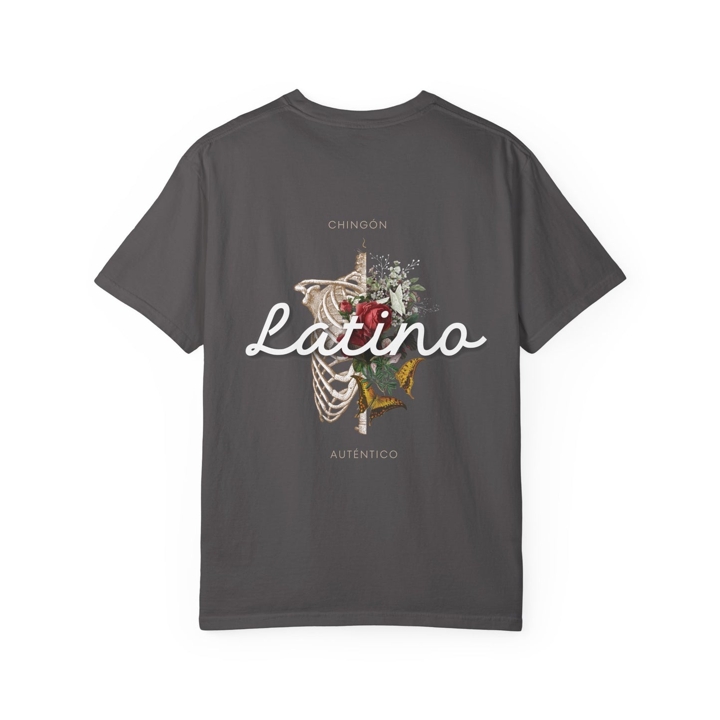 Unisex Garment-Dyed T-shirt - Autentico, Chingon Latino with Calavera Heart