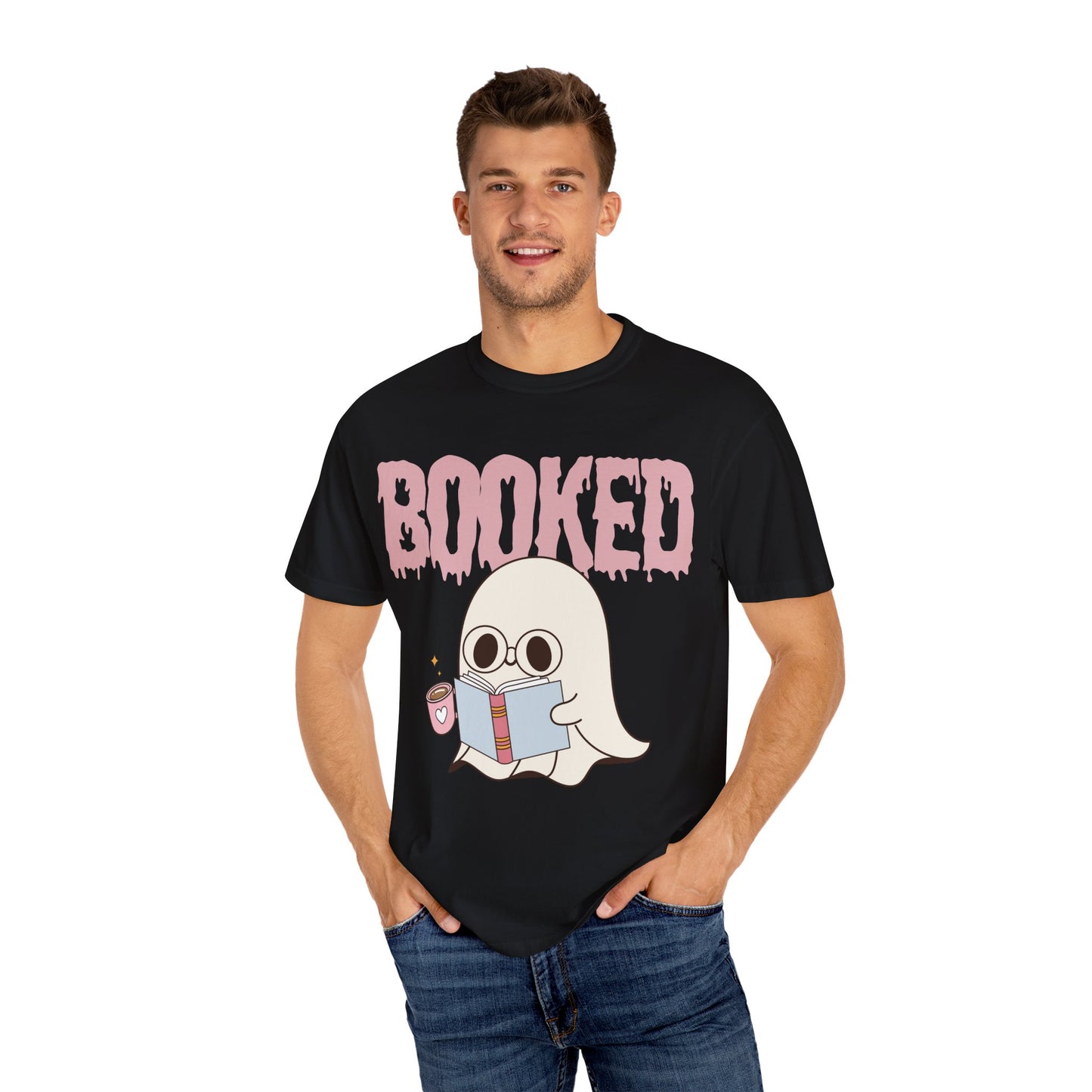 Booked Ghost with Coffee Unisex T-shirt