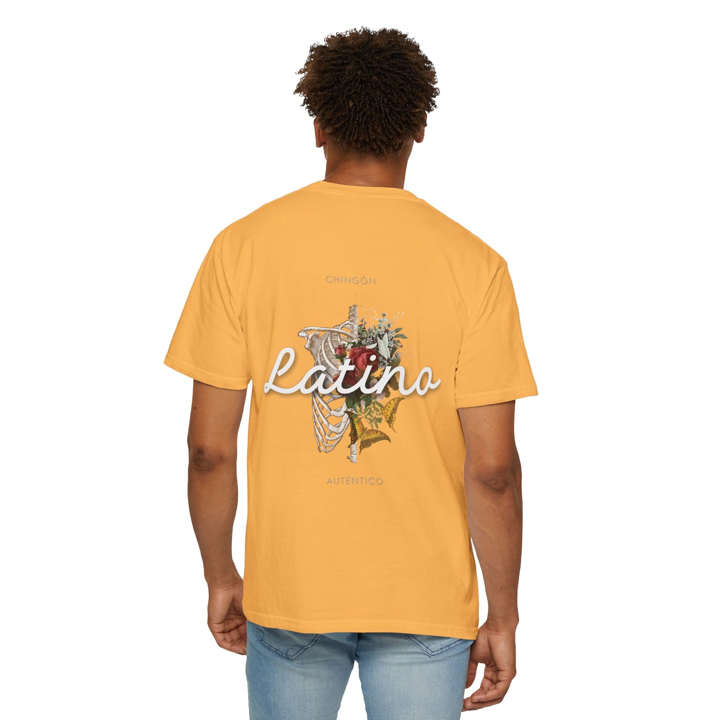 Unisex Garment-Dyed T-shirt - Autentico, Chingon Latino with Calavera Heart