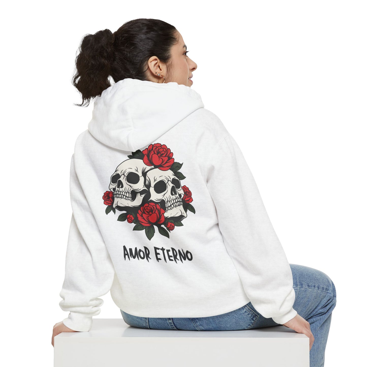 Hoodie - Amor Eterno with Skulls and Roses Design