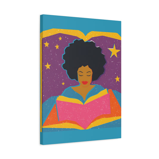 Canvas Print Afro Latina Reading Wall Art