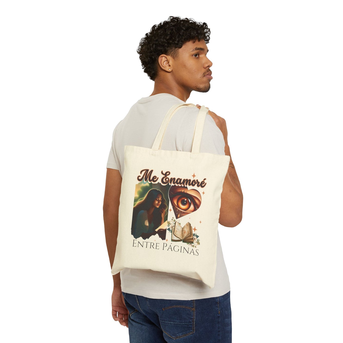 Book Lover Canvas Tote Bag - Me Enamore Entre Paginas Design