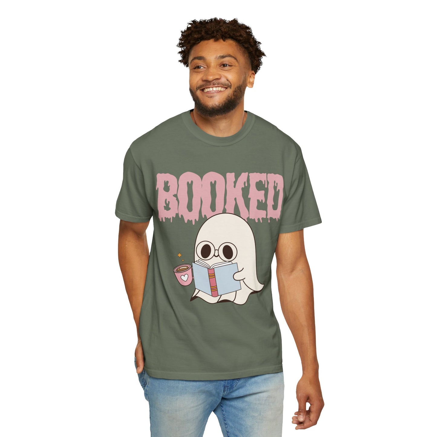 Booked Ghost with Coffee Unisex T-shirt