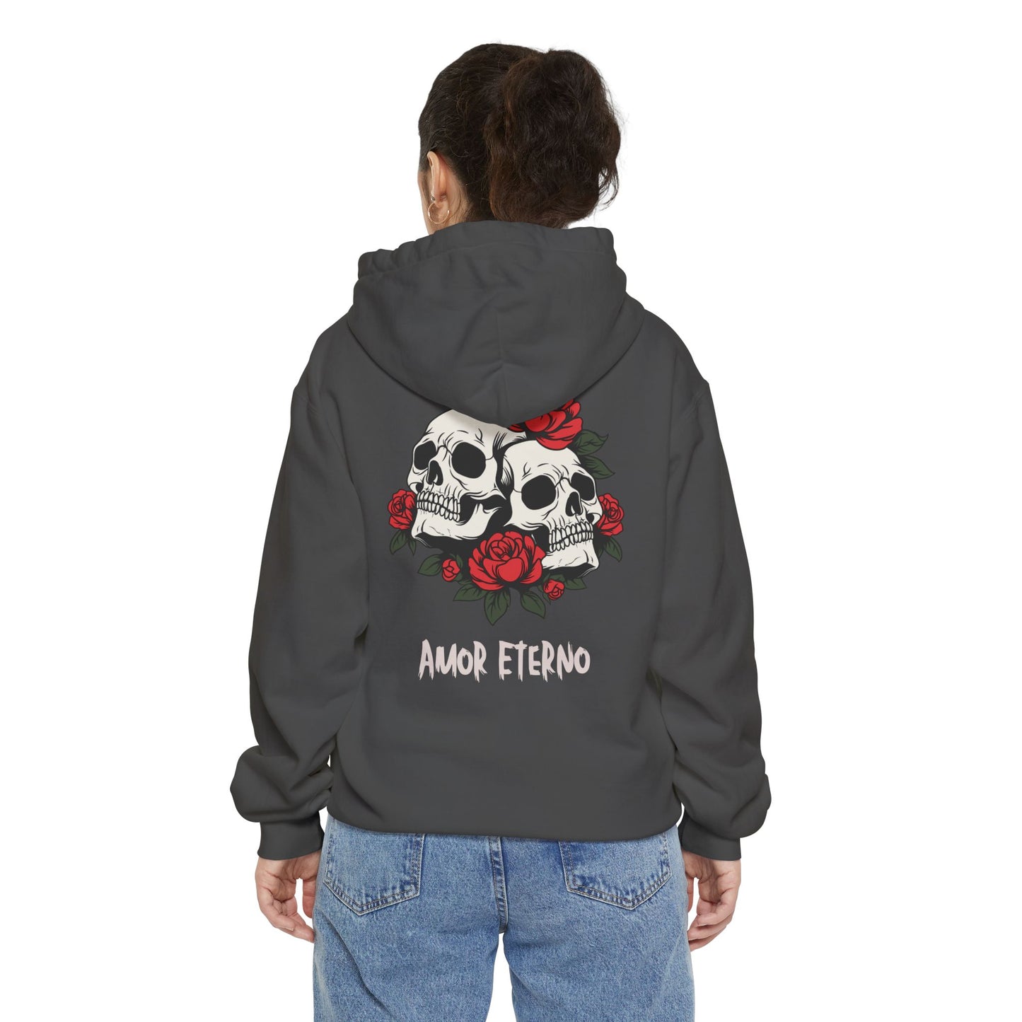 Hoodie - Amor Eterno with Skulls and Roses Design