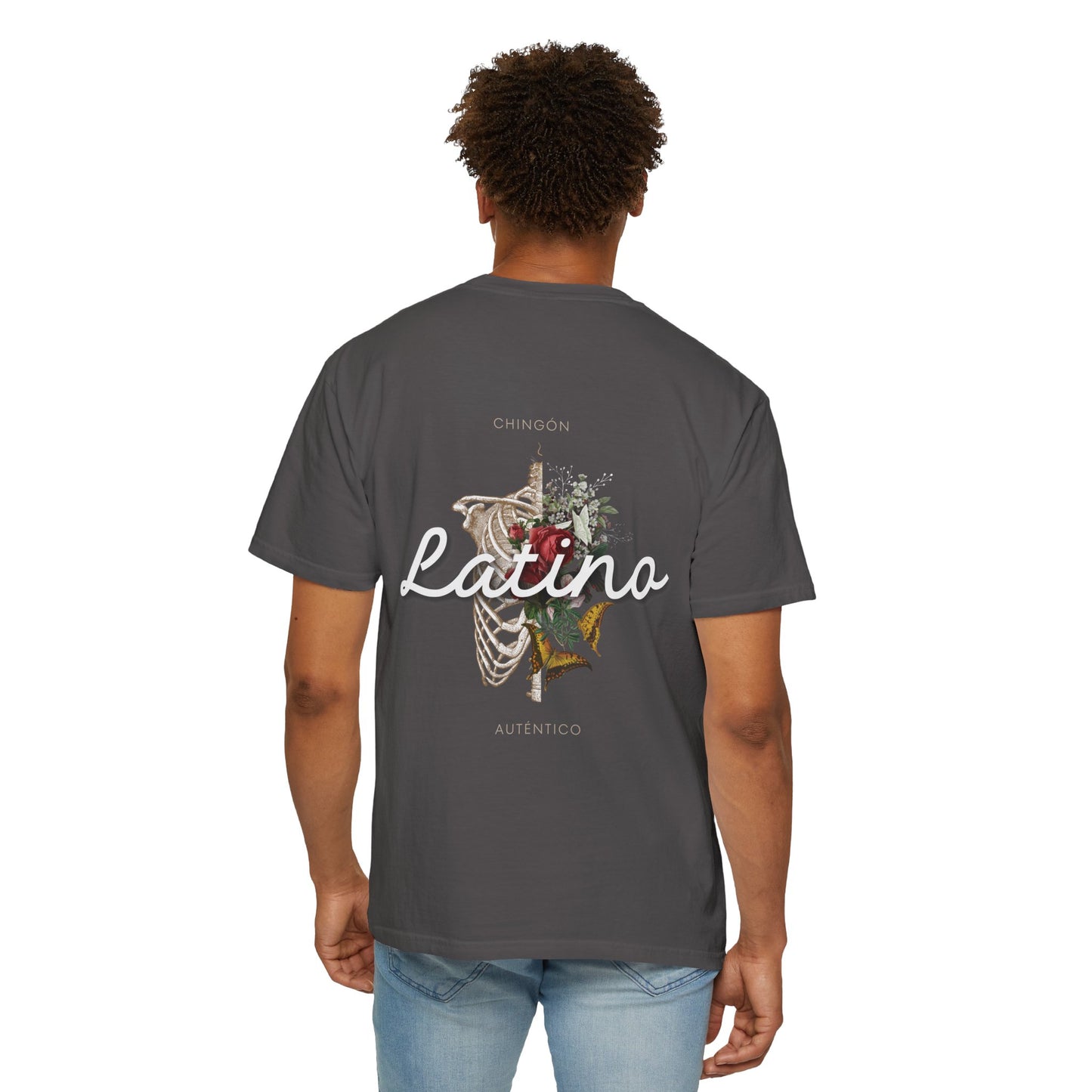 Unisex Garment-Dyed T-shirt - Autentico, Chingon Latino with Calavera Heart