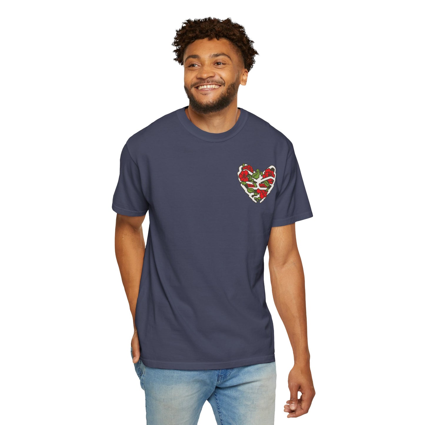 Unisex Garment-Dyed T-shirt - Autentico, Chingon Latino with Calavera Heart