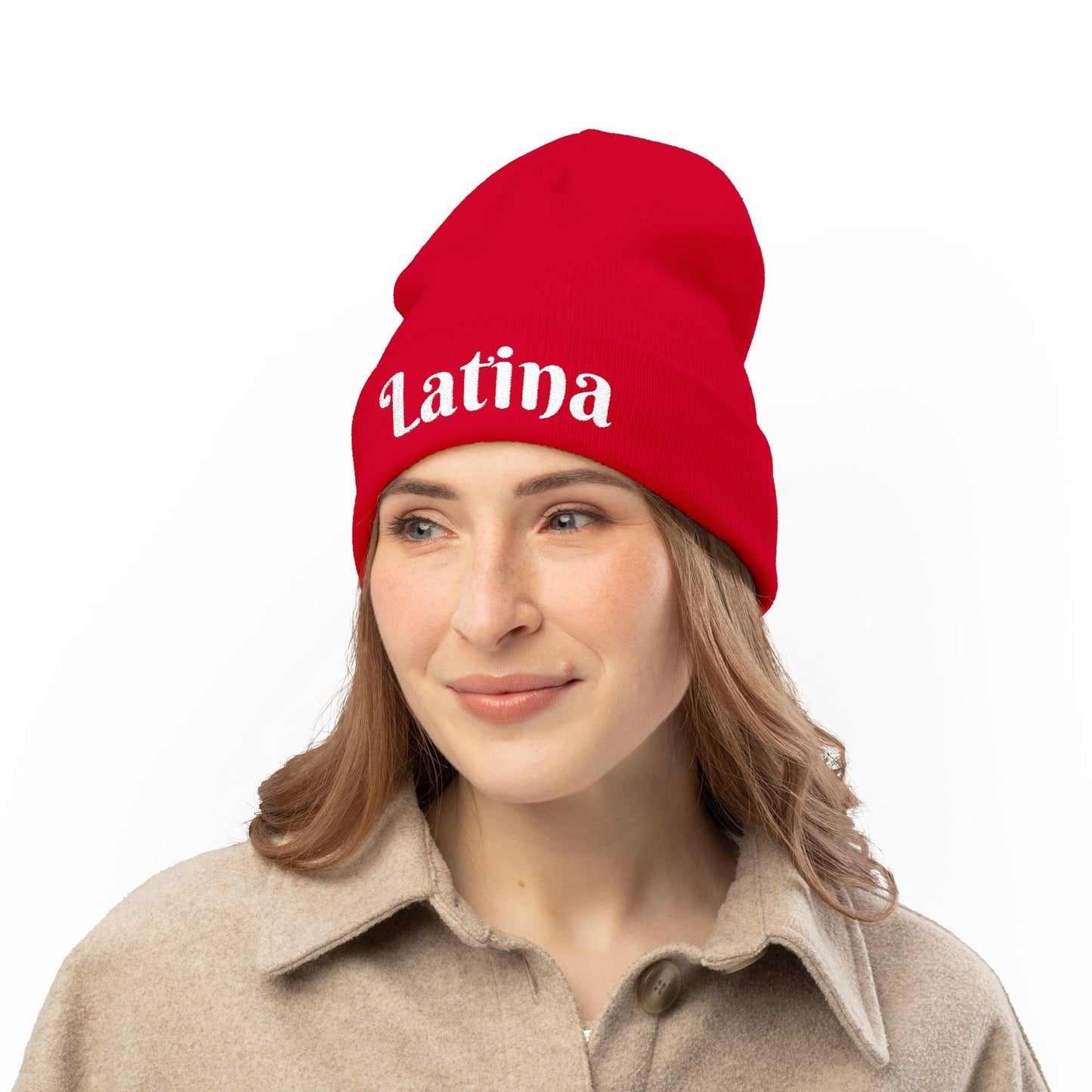 Chic Embroidered Knit Beanie - Stylish Winter Accessory for Trendsetters, Perfect Gift for Latina Pride, Cozy Headwear for Every Occasion
