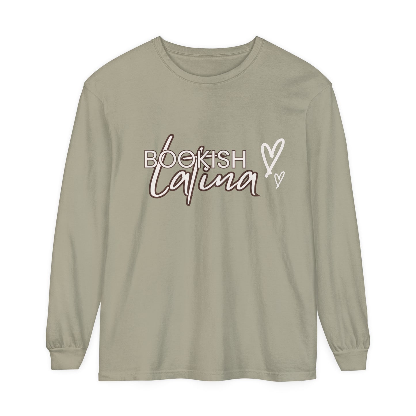 Bookish Latina Unisex Long Sleeve T-Shirt with Two Hearts Design