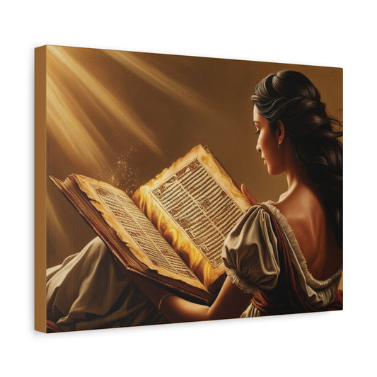 Canvas Wall Art - Magical Latina Reading a Book