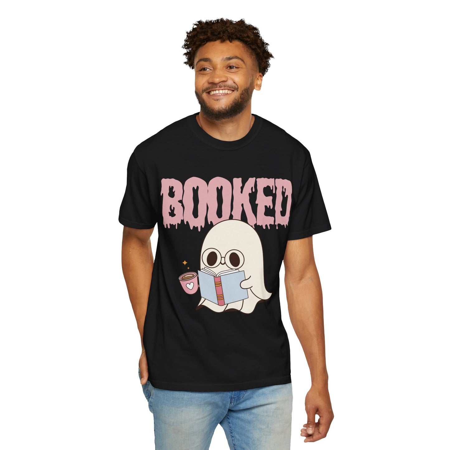 Booked Ghost with Coffee Unisex T-shirt