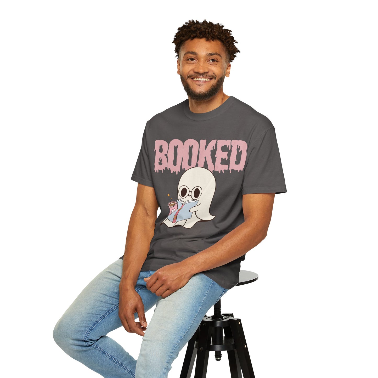Booked Ghost with Coffee Unisex T-shirt