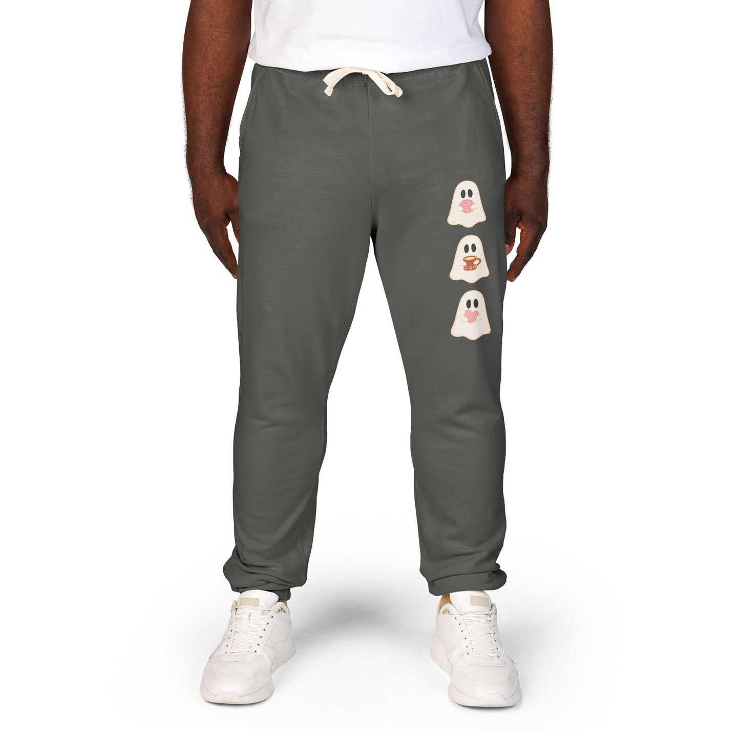 Fleece Sweatpants - Concha Season with Ghosts Eating Conchas Design