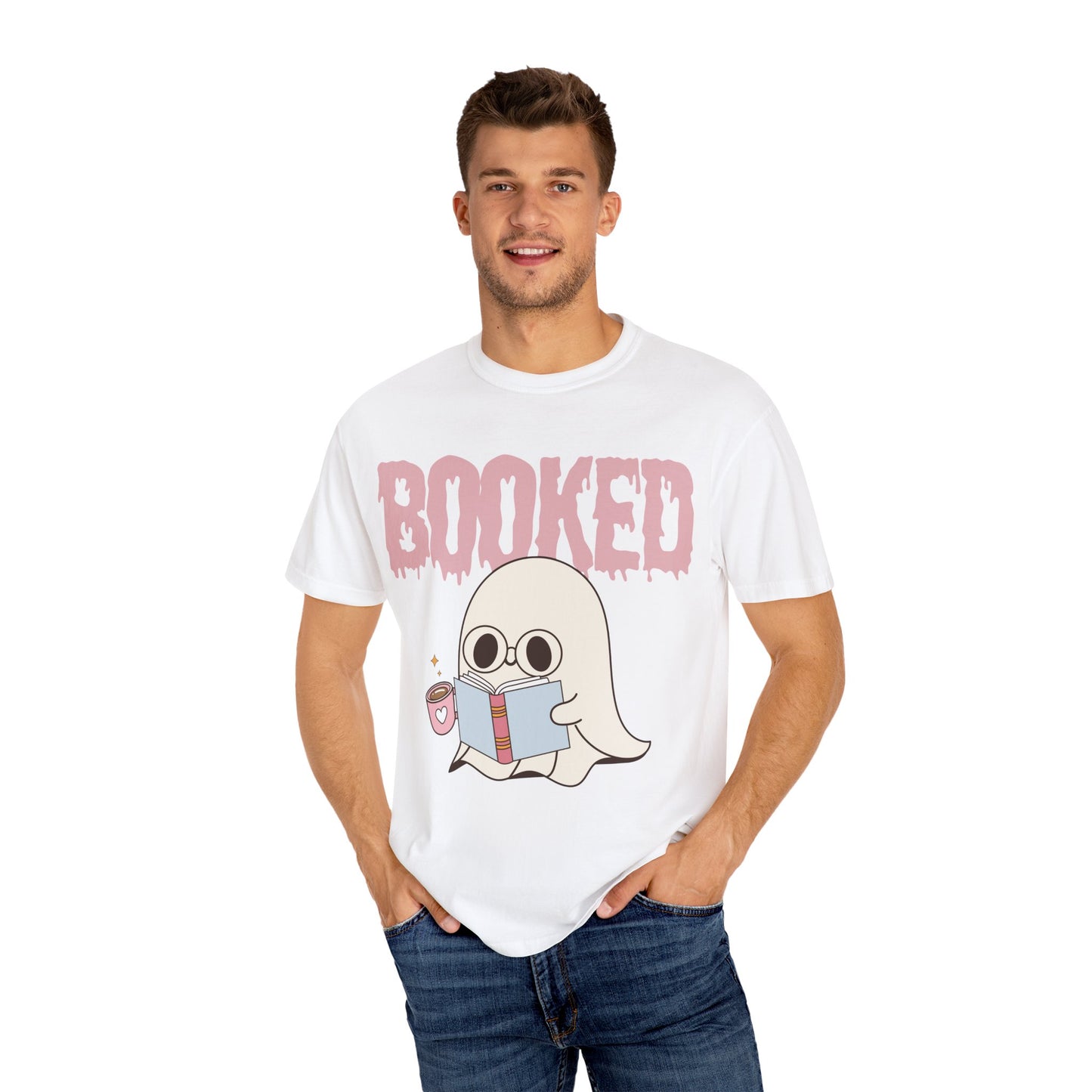 Booked Ghost with Coffee Unisex T-shirt