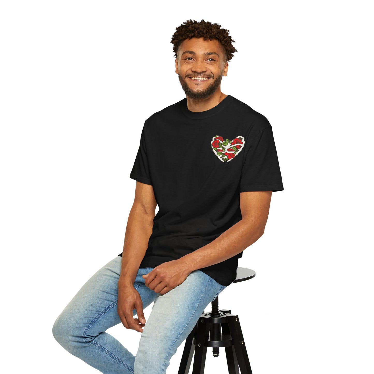 Unisex Garment-Dyed T-shirt - Autentico, Chingon Latino with Calavera Heart