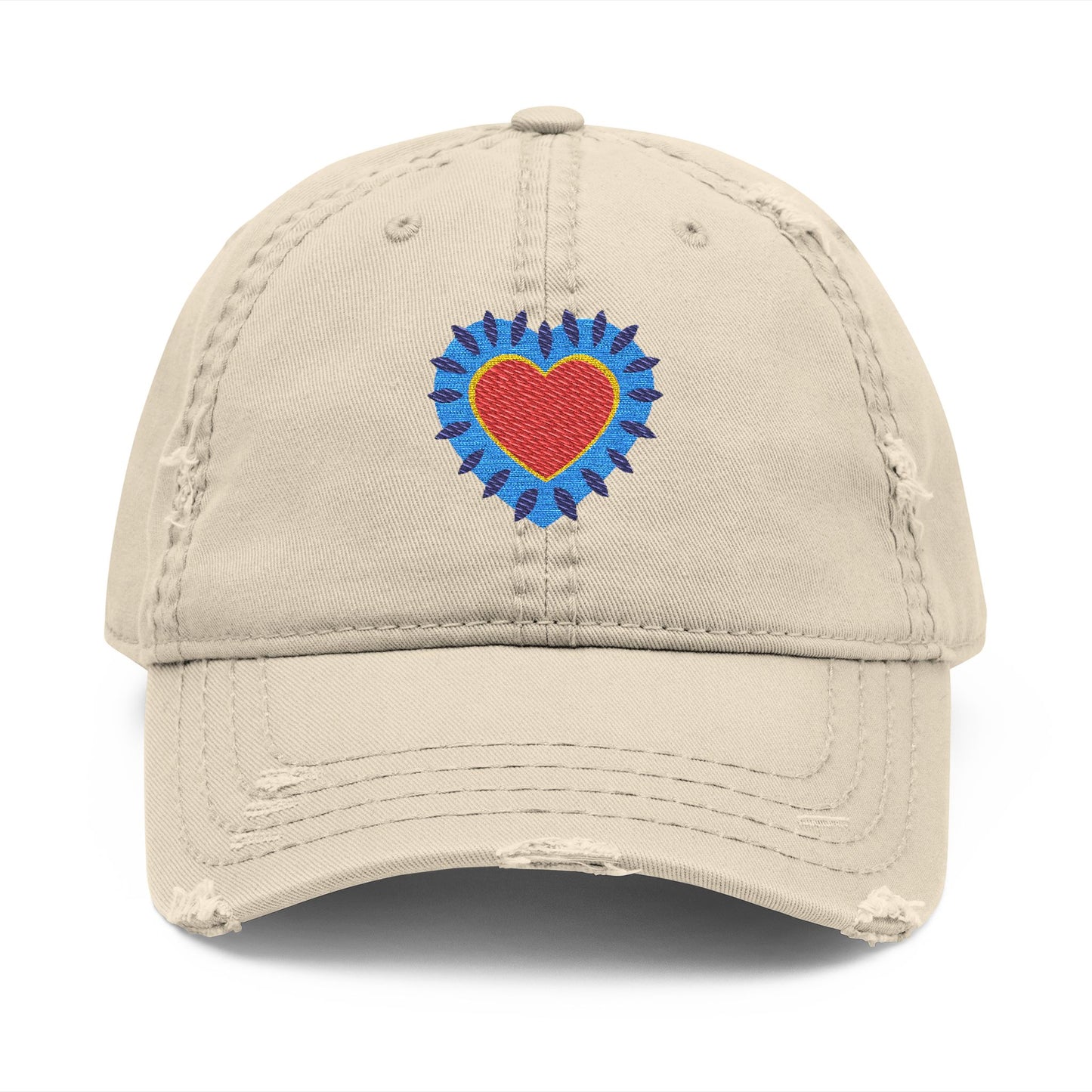 Distressed Hat - Embroidered Heart Design