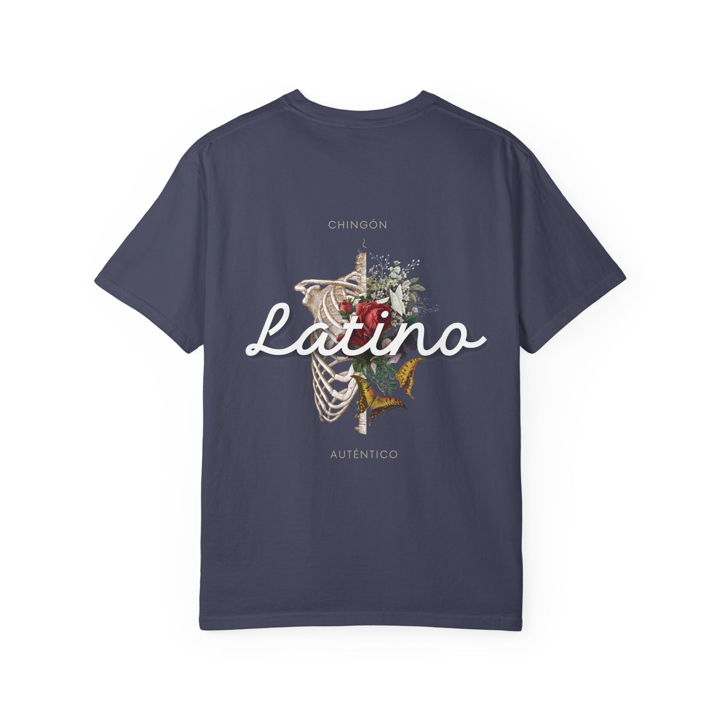 Unisex Garment-Dyed T-shirt - Autentico, Chingon Latino with Calavera Heart