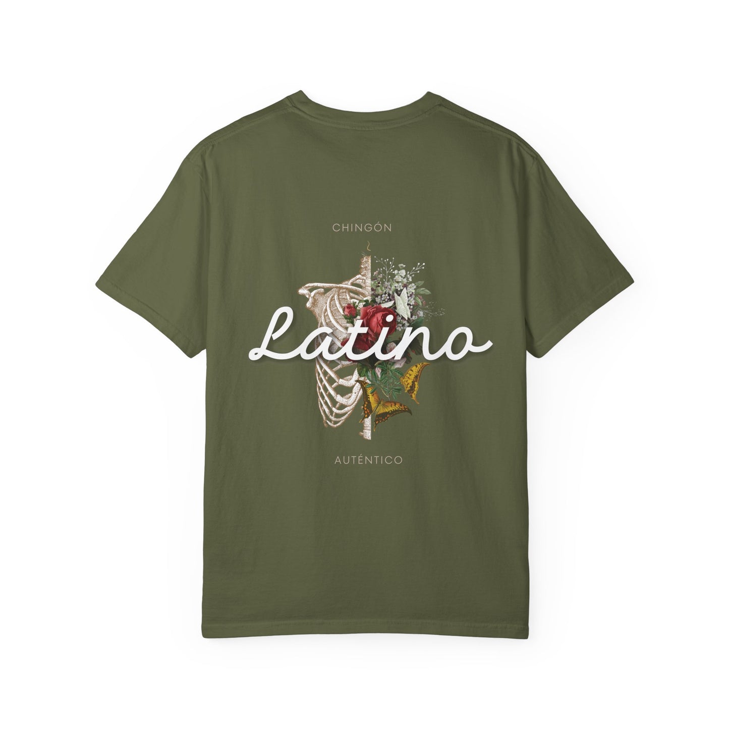 Unisex Garment-Dyed T-shirt - Autentico, Chingon Latino with Calavera Heart