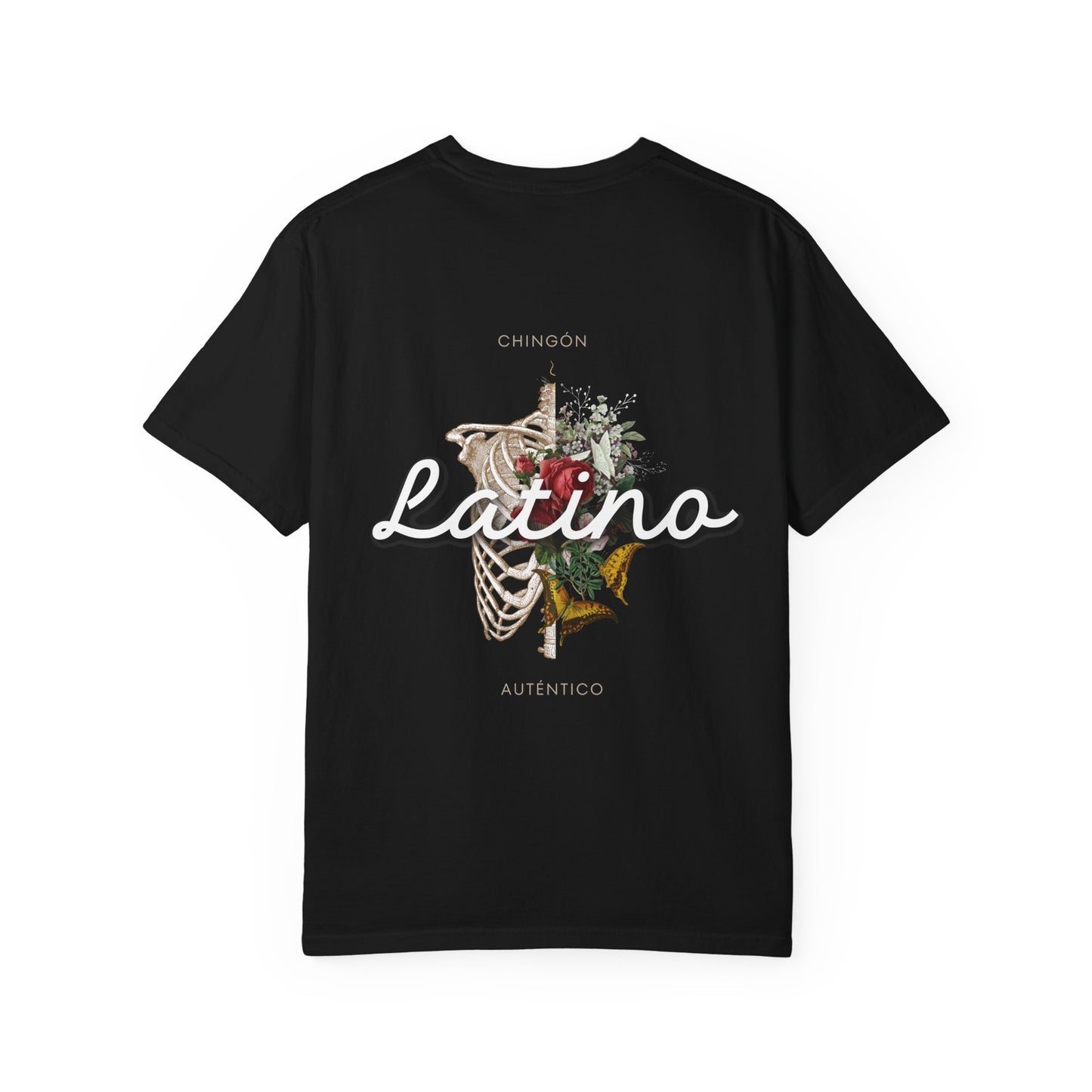 Unisex Garment-Dyed T-shirt - Autentico, Chingon Latino with Calavera Heart