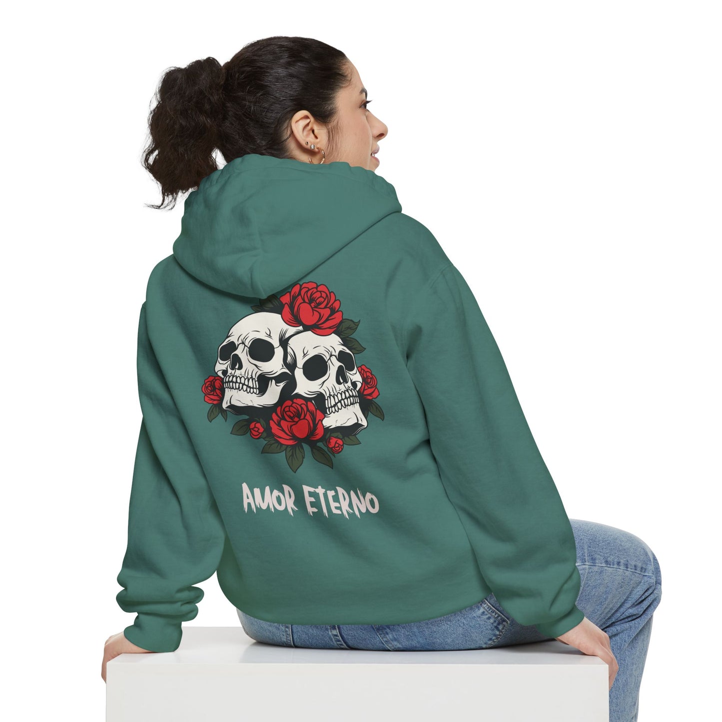 Hoodie - Amor Eterno with Skulls and Roses Design