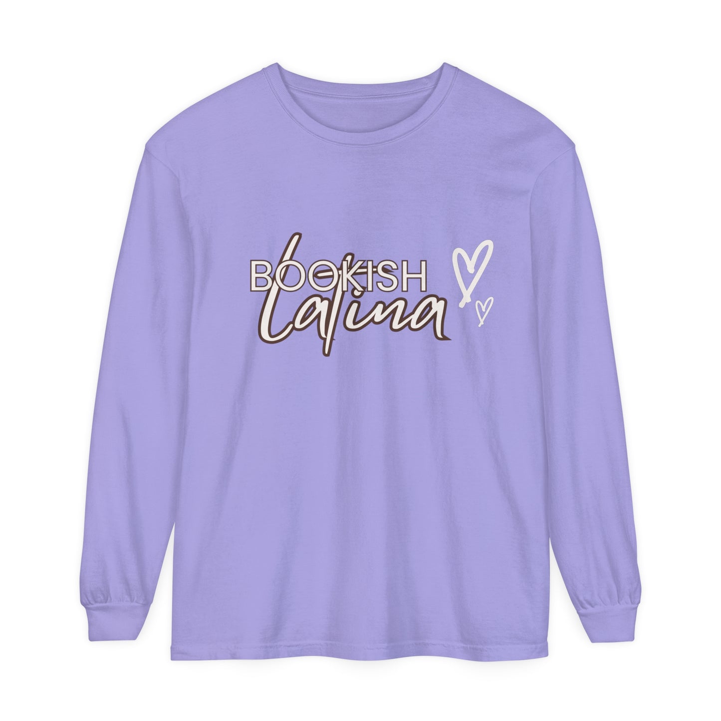Bookish Latina Unisex Long Sleeve T-Shirt with Two Hearts Design