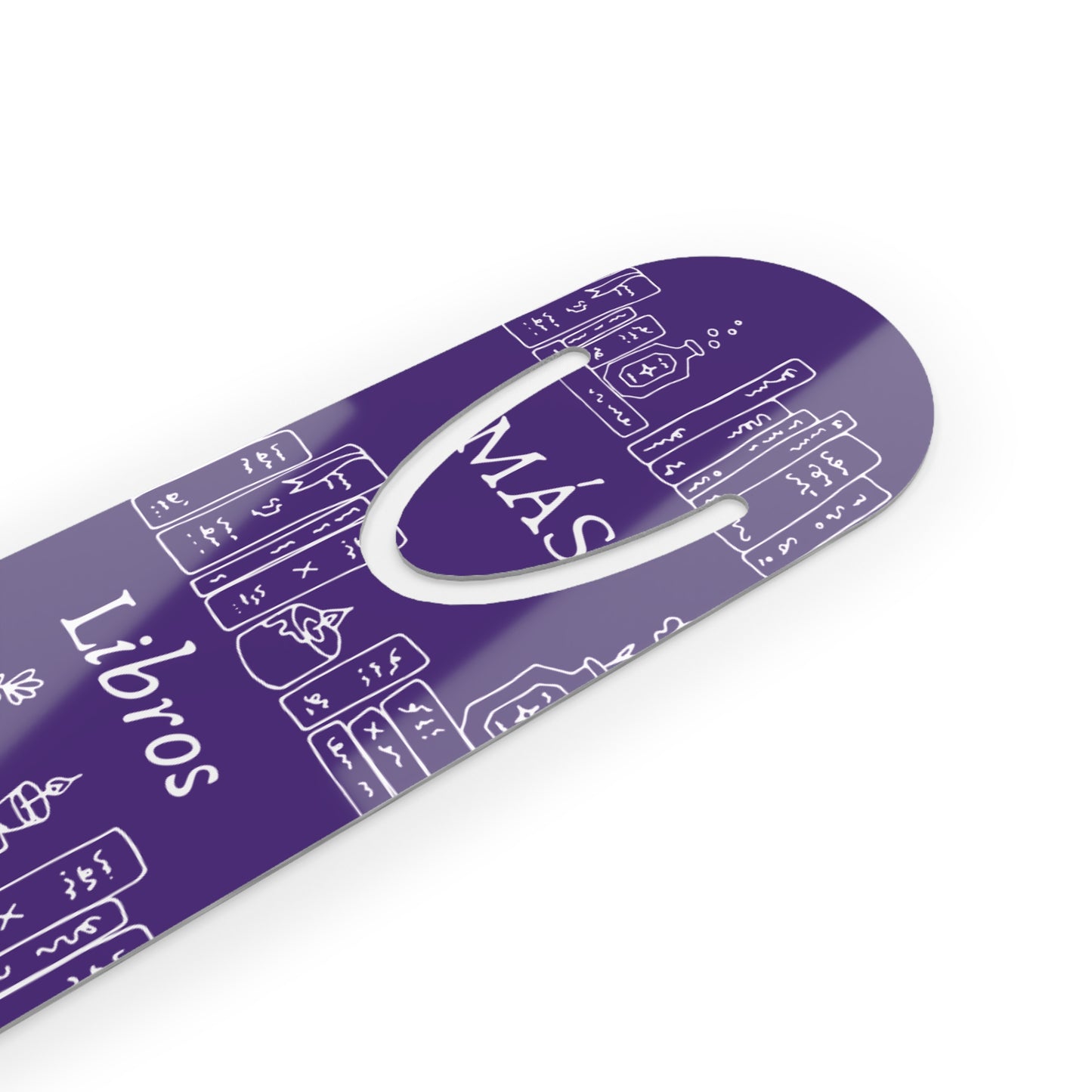 Bookmark - Mas Libros Mas Amor with Library and Flowers