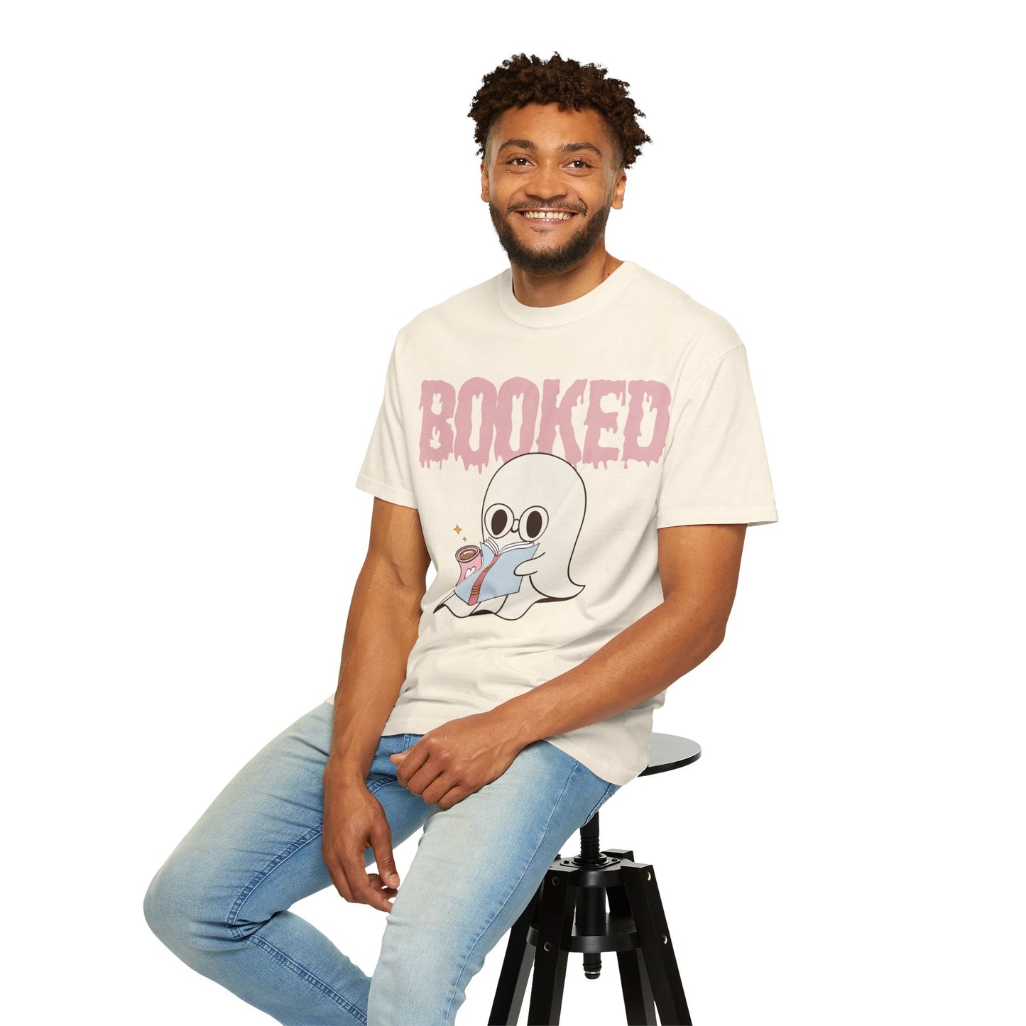 Booked Ghost with Coffee Unisex T-shirt