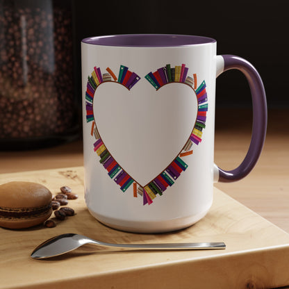 Mug Big Heart Made of Books Coffee Mug (11, 15oz)