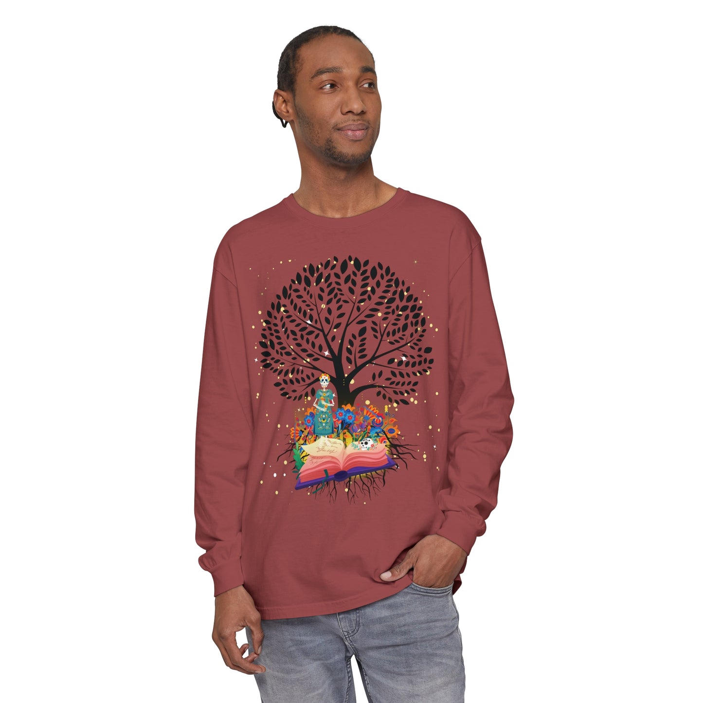 Long Sleeve T-Shirt - Magical Tree with Catrina and Roots Design